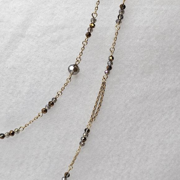 Long Goldtone Chain Necklace Smoky Faceted Beads Lobster Clasp 58" INC - Picture 5 of 7
